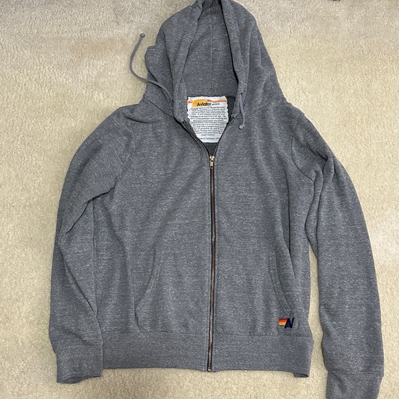 Aviator Nation Bolt Gray Zip-Up Hoodie - Picture 1 of 4